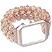 Produktbild Perlenarmband Kompatibel Mit Apple Watch Series 7 6 5 4 3 2 1 SE Fancy Metallketten Strass Perlenarmband Verstellbares Elastisches Armband Bänder Damen Mädchen,D,41mm