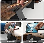 Simple Houseware Support double moniteur Riser de longueur réglable et plateau d'angle avec support et tiroir, Rustic Brown