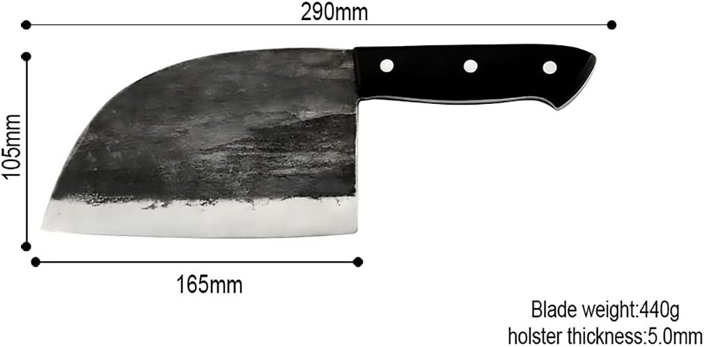 Meat Cleaver,Cleaver Knife Handmade Butcher Boning Knife Chef Kitchen Knife High Carbon Clad Steel Cleaver Filleting Slicing Gift Knife Cover Sheath (Color : Without scabbard)