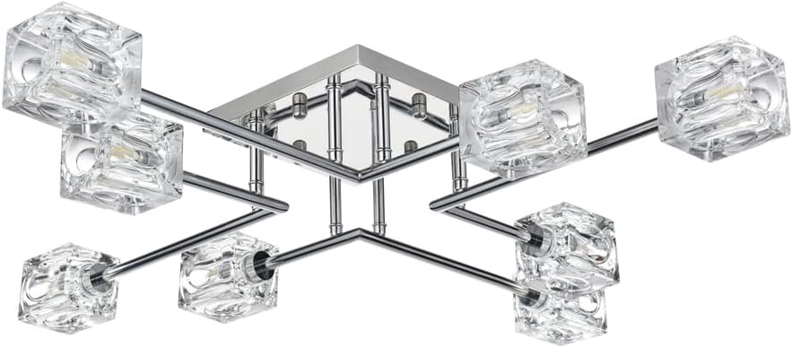 Lyra 8-Light Metal & Glass Flush Mount in Chrome/Clear
