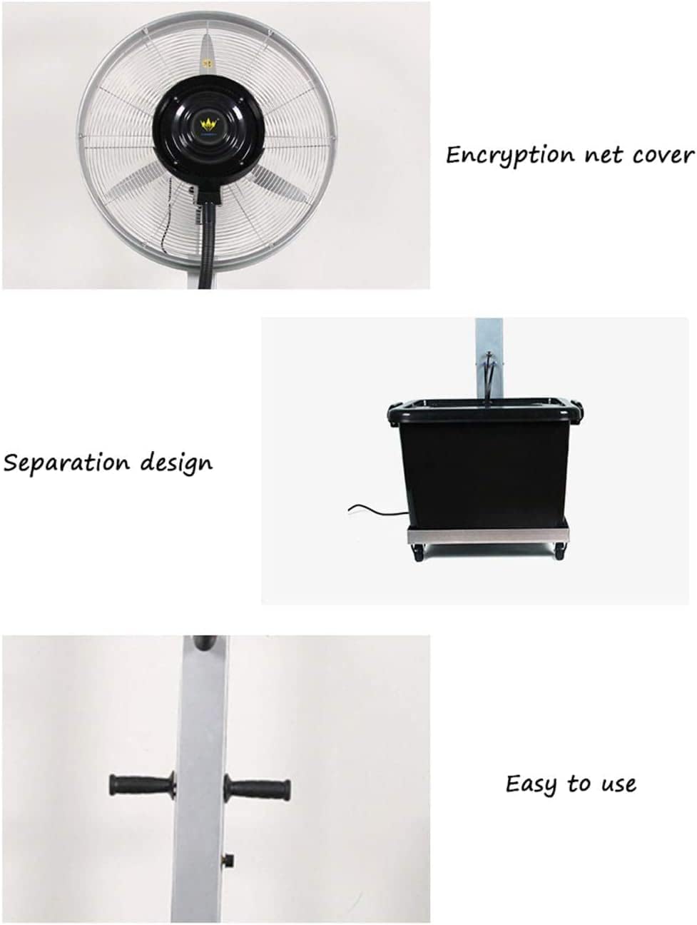 Floor Standing Pedestal Fan, High Velocity Floor Standing Cooling Fan Large, Adjustable Heavy Duty 3 Speed Movable Ideal for Home Gym Hydroponic, Office Industrial H
