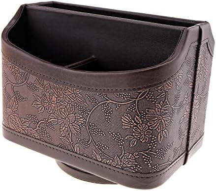 Create idea Rotatable Desk Organizer 360 Degree Remote Control Holder Open Front Storage 18x13.5x13.5cm Brown