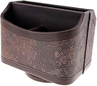 Create idea Rotatable Desk Organizer 360 Degree Remote Control Holder Open Front Storage 18x13.5x13.5cm Brown