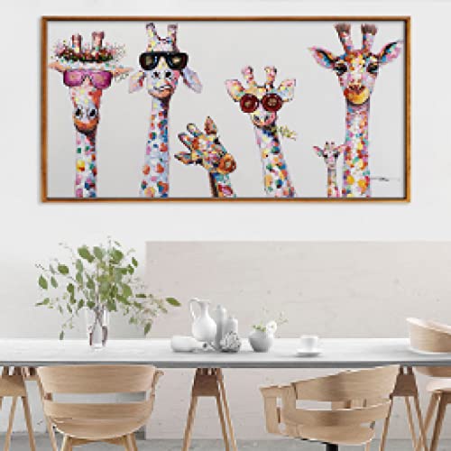 Toile Girafe Graffiti Art tableau decoration salon moderne affiche murale 40x80cm