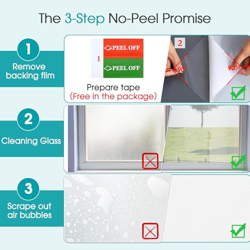Image of Coavas Window Privacy Film Frosted Glass Static Clings, Decorative Bathroom Door Privacy Film Day and Night, Heat UV Blocking Anti-Glare Frosting Stickers Renter Non-Adhesive, 23.6 x 78.7 Inch, White
