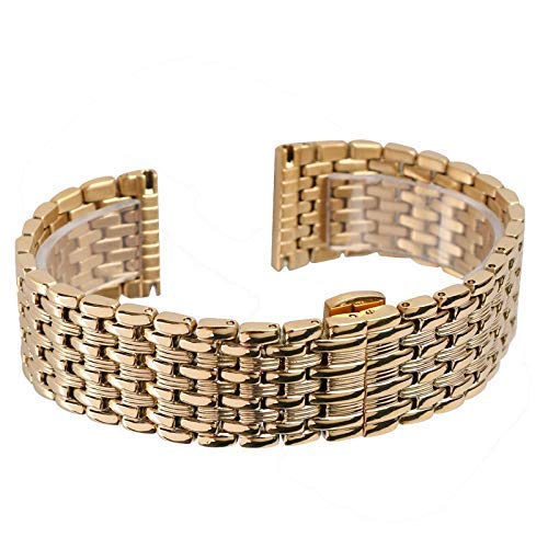 Uhrenarmband, 18 mm, 20 mm, 22 mm, massives Gold, Uhrenarmbänder, Edelstahl-Armband, verstellbar, Ersatz-Modearmband + 2 Federstege (Bandbreite: 20 mm)