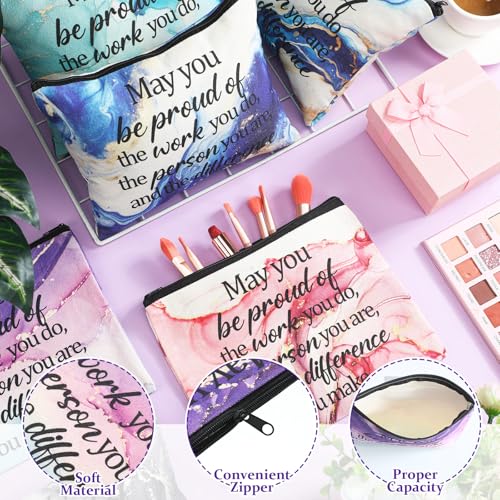 Sieral 20 Pcs Housekeeping Week Gifts Bulk 2025 Inspirational Makeup Bags Marble Cosmetic Bag with Zipper for Housekeeping Appreciation Gifts Thank You Gift4
