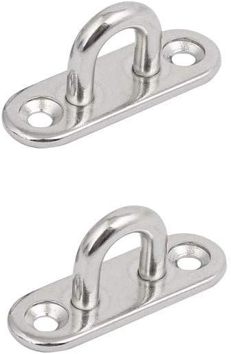 2pcs Stainless Steel Wall Mount Hook/Pad Eye 304 Stainless Steel 5mm -8mmThick Ring Oblong Sail Shade Pad Eye Plate (M8)