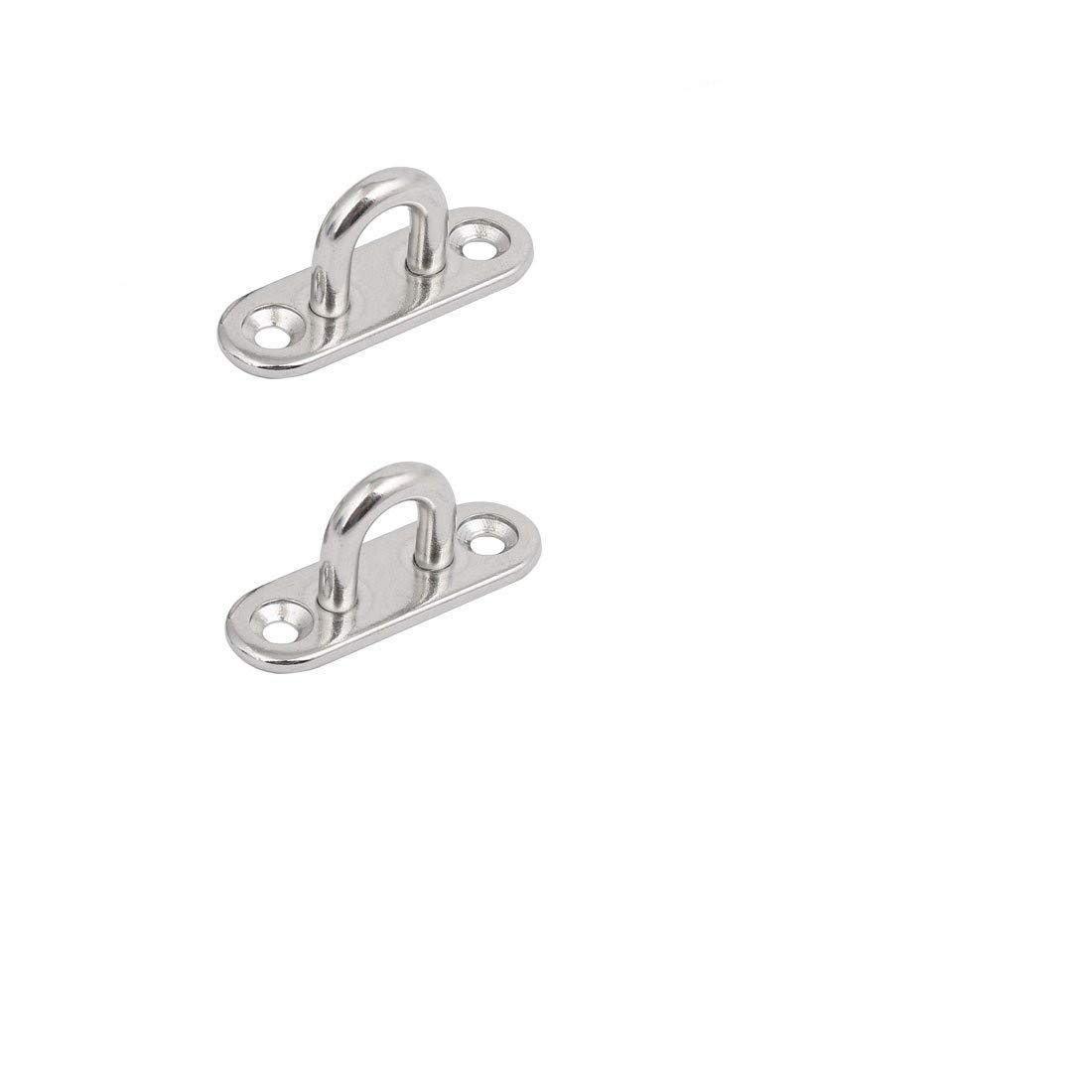 2pcs Stainless Steel Wall Mount Hook/Pad Eye 304 Stainless Steel 5mm -8mmThick Ring Oblong Sail Shade Pad Eye Plate (M8)