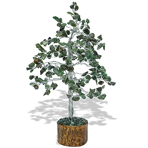 cosynee Reiki Healing Stone Tree for Balancing, Spiritual Meditation Home Interior Office Decor (Green Aventurine, Silver Wired)