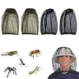 CYIOU 4 Stück Moskitonetze Moskitonetz Mückenhut Kopfnetz Kopf Hut Kopfschutz für Imkerei Outdoor Wandern Camping Angeln