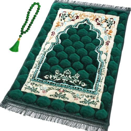 Funvalley Surperfect Premium Prayer Mat with Tasbih Prayer Beads-...