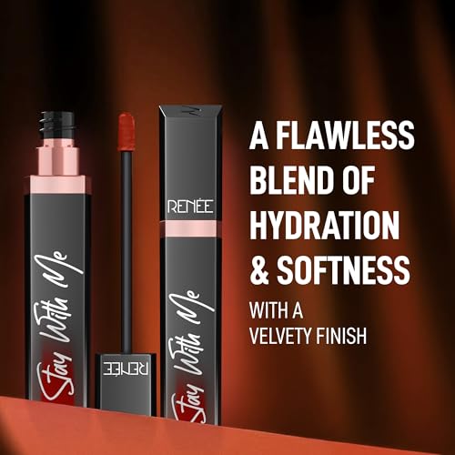 Image of RENEE Stay With Me Matte Transferproof Liquid Lipstick- Craving for Coffee| Waterproof & Smudge-proof | Bold Pigment, Lightweight & Long-lasting | With Hyaluronic Acid & Vitamin E | 6 ml