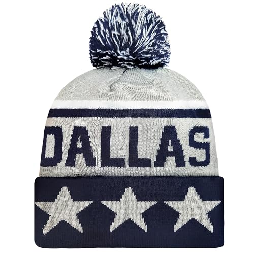 Dallas Beanie Hat Football Knit Hats Winter Cuffed Stylish Beanie Cap Sport Fans Fashion Toque Cap Blue