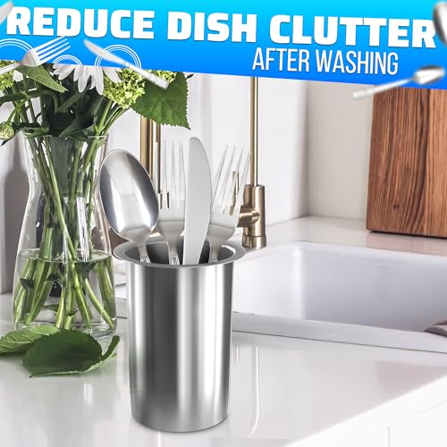Countertop Utensil Holder Stainless Steel - 5.5 x 4.5" Stainless Steel Utensil Holder for Kitchen and Bars, Odor and Rust Resistant, Durable and Dishwasher Safe, Good for Home and Commercial Use by Reluen - Image 6
