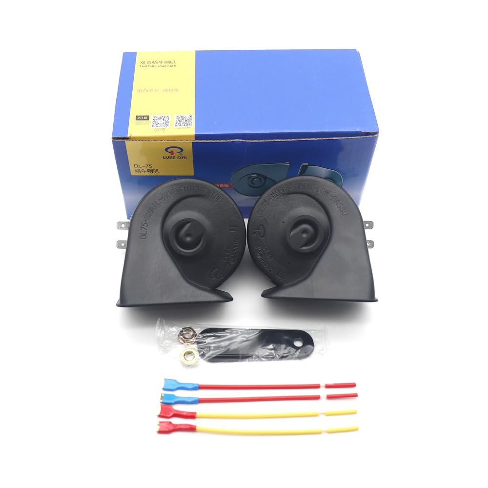LVEE DL75 Car Horn 12V IPX6 waterproof Loud Universal Fit Electric snail Horns kit High Low Tone Truck Bus motorcycle Vehicle horn