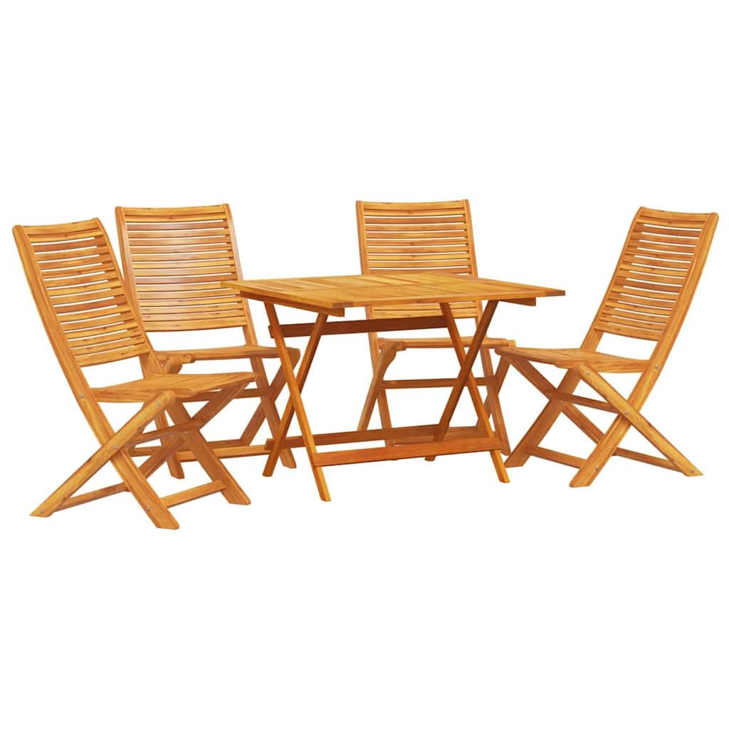 Table Ronde Jardin Gain de Place Ensemble Pliant Bois Acacia Marron
