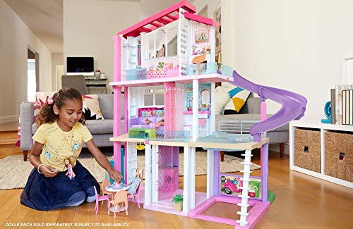 Barbie GNH53 Traumvilla Dreamhouse Adventures Puppenhaus mit 3 Etagen, 8 Zimmer, Pool mit Rutsche und Zubehör, ca. 116… – Bild 4