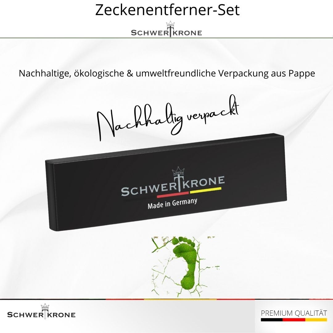 Schwertkrone Lot de 2 pinces à tiques avec étrier de maintien en métal - Tire-tiques avec ressort - Pour homme, chat et chien - En acier inoxydable hygiénique