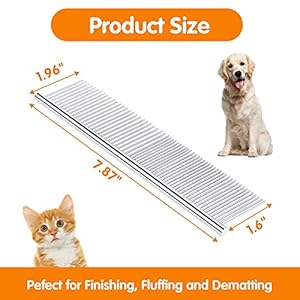 Pettom Pet Steel Grooming Tool Poodle Finishing Butter Comb 7 1/2-inch L Silver Dog Combs with Rounded Ends Stainless Steel Teeth, Cat Comb for Removing Tangles and Knots Pettom Pet Steel Grooming Tool Poodle Finishing Butter Comb 7 12 inch L Silver Dog Combs with Rounded Ends Stainless Steel Teeth Cat Comb for Removing Tangles and Knots