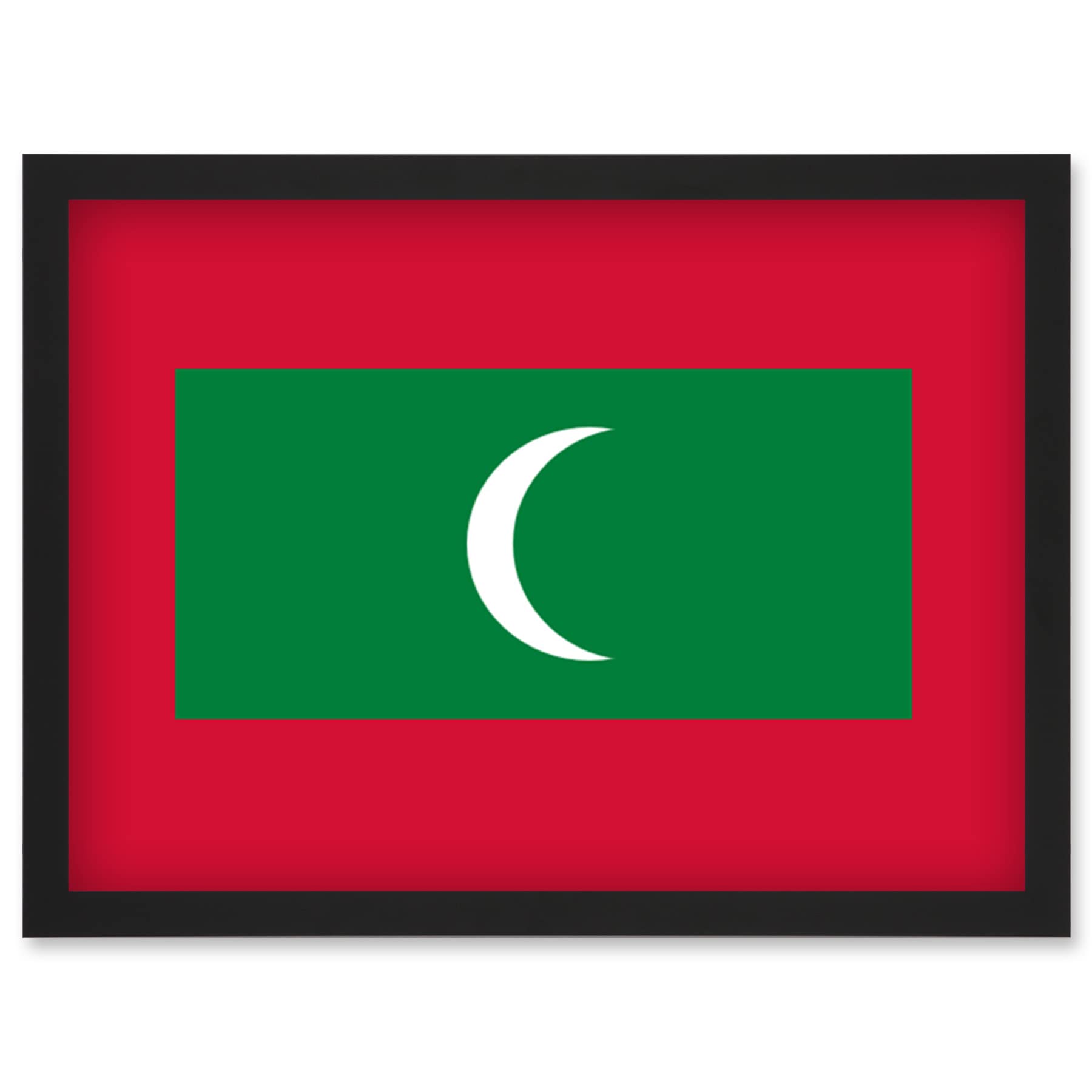Artery8 Maldives National Flag Patriotic Vexillology World Flags Country Region Poster Artwork Framed Wall Art Print A4