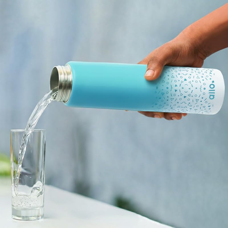 Image of Allo Stainless Steel Water Bottle For Adults, Kids 850ml for School, Office, Sports, Gym 850ml Water Bottle For Men And Women, Pack Of 5| Leak Proof, Bpa Free, Green White, Yellow White, Blue White