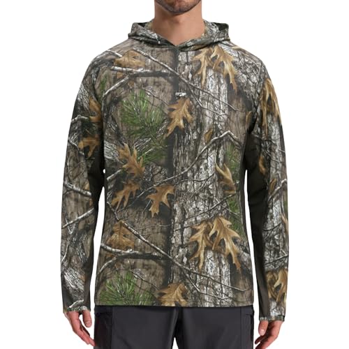 LOOGU Sun Hoodie UPF 50+ Shirts Long Sleeve Rash Guard Sun Shirts for Men Fishing Hiking Surfing Swimming Loogu Super Tree Camo 3X-Large