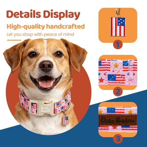 Collier pour chien rose imprimé drapeau américain réglable pour animal - 3