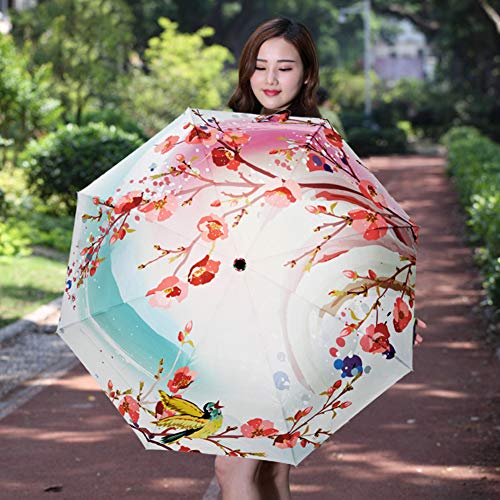 Estwell Travel Compact Art Umbrella Lightweight Foldable Windproof Uv Protection Sun Rain Umbrella For Women #TOP5