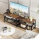 TV-Schrank, Fernsehtisch, Lowboard für Fernseher bis zu 70 Zoll, Fernsehschrank mit 3 offenen Fächern, TV-Regal für Wohnzimmer Schlafzimmer, 160 x 40 x 50 cm, Industrie Design, Stahlgestell, Braun