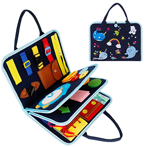 Victse Busy Board Toddler, Juguetes Montessori, Tablero Sensorial Montessori, Aprende a Vestir Educación Temprana para Niños 1 2 3 4 Años Cover