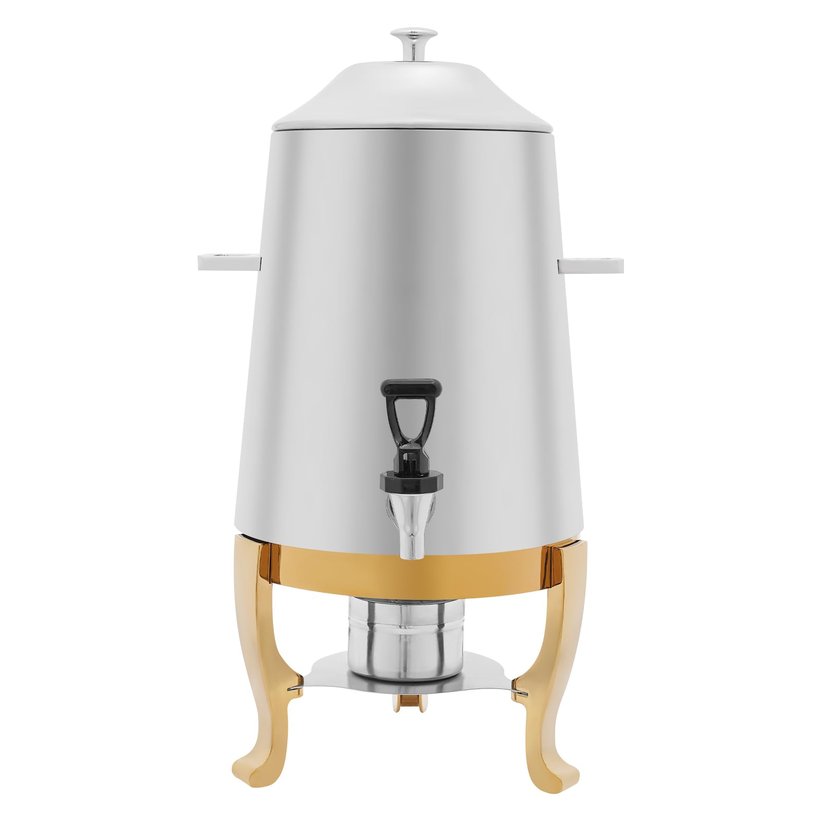 ksxnkhk Chafer Urn, Coffee Urn With Fuel Holder And Spigot, 3.4 Gallon Stainless Steel Hot Beverage Drink Dispenser Can For Milk Tea Water Juice Parties Event Buffet Catering Silver,Gold S