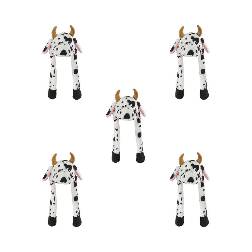 Bonito sombrero de animales con orejas móviles, vaca lechera, correa de felpa Kawaii, juguetes divertidos, accesorios para fotos, niñas, esquí, ganado marrón