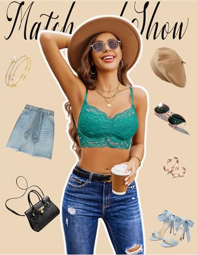 Image of Avidlove Lace Bralette for Women V Neck Cami Tank Y2k Camisoles Adjustable Spaghetti Strap Crop Top Non Padded