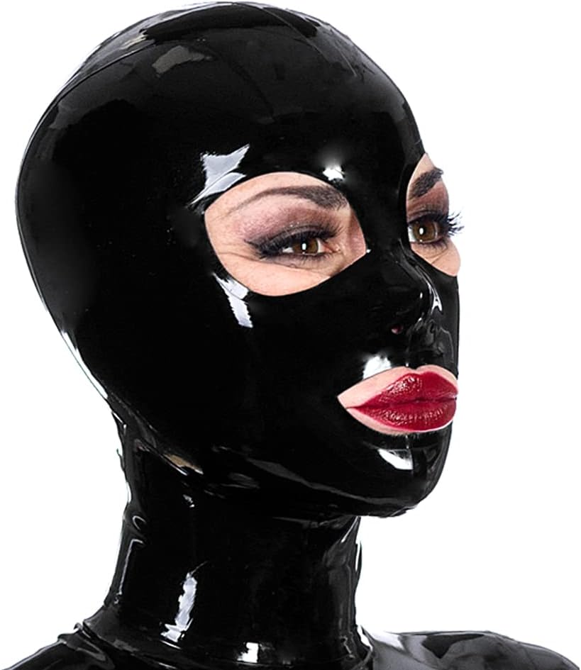Latex Hood Gummi Rubber Full Cover Mask Big Eyes Zipped Party Hood Mask