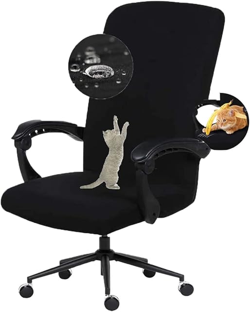 Kamenda Cover for Office Chair Covers Slipcovers Soft, Universal Protector Chair Covers, Rotating Boss Chair Cover, Swivel Chair Computer Chair Cover (Black)