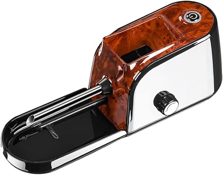 Electric Cigarette Rolling Machine Automatic Rolling Injector Minin Portable Tobacco Roller Maker Good for Regular King Size 8mm Tube 8mm Tube, Mahogany Grain