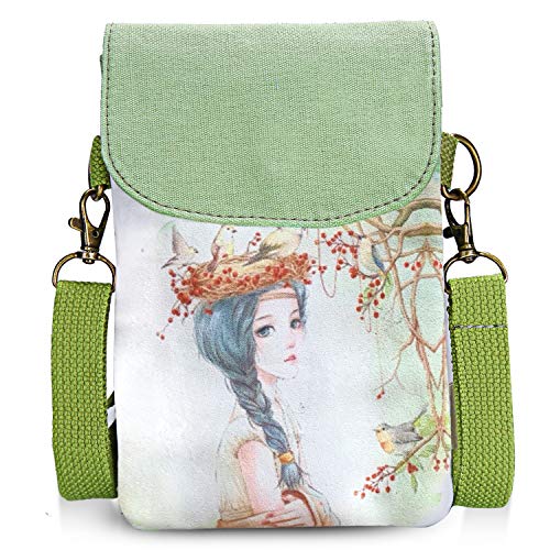 Veediyin Abaddon Crossbody Bags Canvas Small Cute Cell Wallet Bag Phone Purse with Shoulder Strap coin purse Candy Bag (girl)