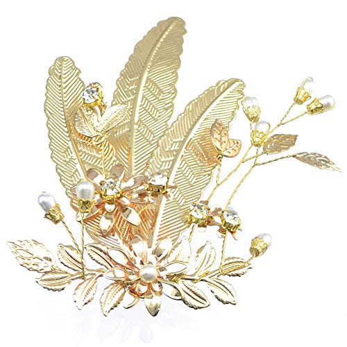 Suoirblss Metal Leaf Feather Hair Accessories Wedding Girl Women Hairpin Hair Claw Clip Jaw Clips Duckbill Clip