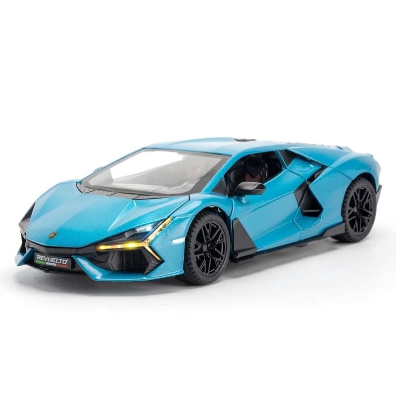 Image of Model 1:24 Lamborghini Revuelto LB774 Model Alloy Metal Pull Back Die-cast Car Openable Doors with Sound and Light Vehicle Car Toy for Kids - Multicolor