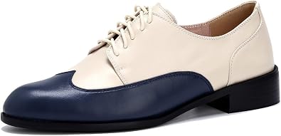 Womens Pointed-Toe Wintip Brouge Oxford Shoes Open-Vamp Vintage Shoes Green and Brown