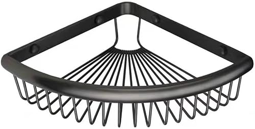 HOYOJU Cesta de ducha de esquina de latón para baño, organizador de estante de baño, color negro mate