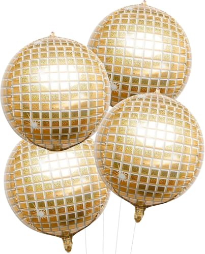 Balões bola discoteca 4 peças 22 polegadas/56 cm balões disco bola dourada balões bolas de discoteca para aniversários, graduação, Mitzvah