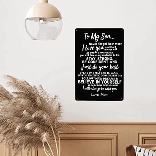 To My Son Poster Sign Decor 8X12In Aluminum Metal Poster Wall Art Decoration For Bedroom Kitchen Home Coffee House Restaurant Porch Station Bar Garage #TOP5