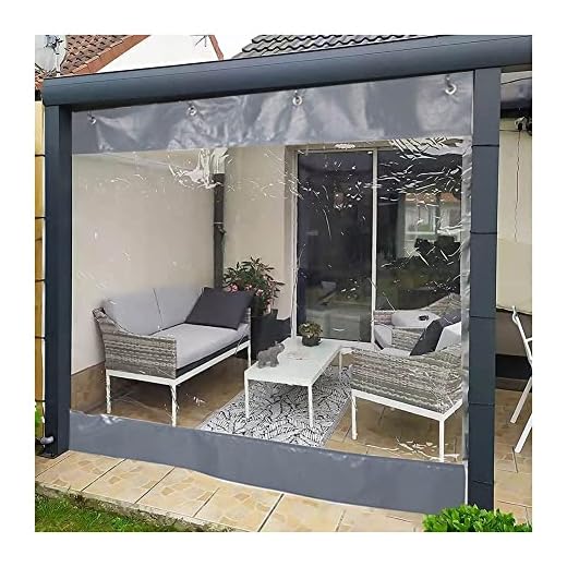 Utomhus Vinyl Tarp Gardin Vattentät, Kapell& Transparent Tarp Panel, Tältets Sidoruta 100% Väderbeständig Med Rostfria Hylsor Och Krok För Pergola, Veranda, Garage