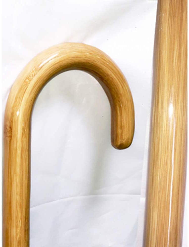 Bastón de madera para caminar, bastón macizo, bastón de madera, bastón para ancianos, cómodo y duradero, ayuda para caminar estilo cayado, muleta de bambú con punta de goma, unisex, ligero y resi