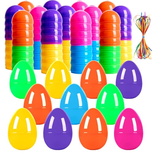 Puddry 36 Pcs Ostereier zum Befüllen, 8.7cm Bunte Plastikeier zum Befüllen, Eier zum Befüllen für Draußen, Ostereier Plastik zum Aufhängen Perfekt für Osterkorb Füller, Dekoration für Osterfeiern