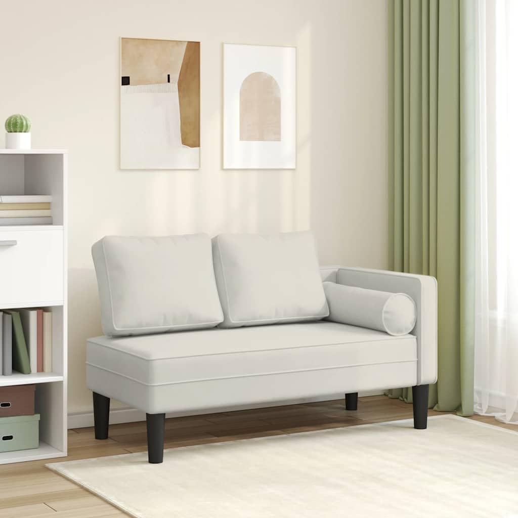 vidaXL Chaise Longue con Cuscini Crema in Velluto, divano letto, divano imbottito, seduta da soggiorno, dormeuse, seduta da salotto, divano 2 posti