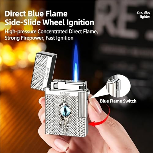 Encendedor recargable doble llama plateado miniatura 4