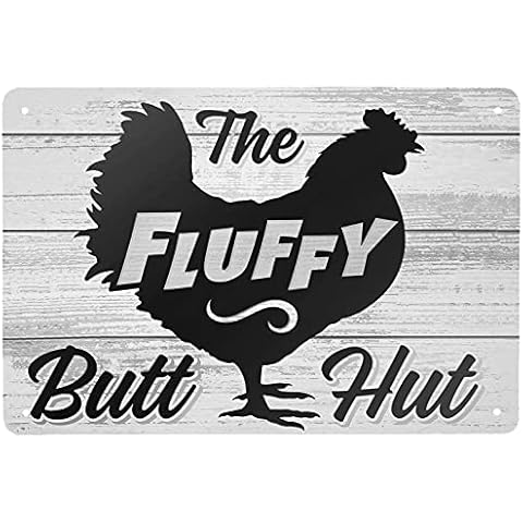 AAROENLYS Retro Tin Sign Chicken Coop The Fluffy Butt Hut Hen Metal Sign Wall Art Plaque Poster for Home Bar Pub 12 X 8 INCH Cover